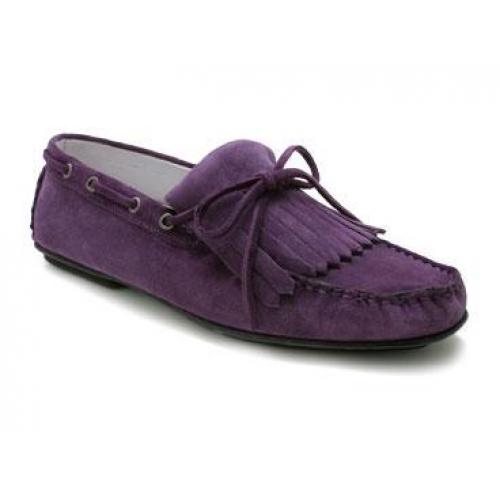 Bacco Bucci "4973-00" Purple Genuine Old English Suede Loafer Shoes